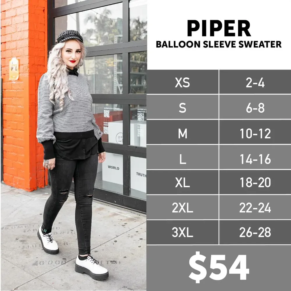 LuLaRoe Southwestern Piper Large NEW Navy Blue Cream Balloon Sleeve Sweater